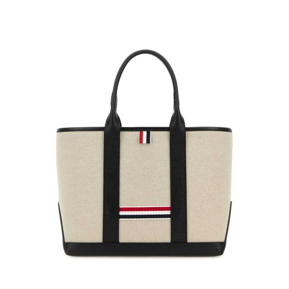Thom Browne Men Sand Canvas Rwb-Stripe Shopping Bag